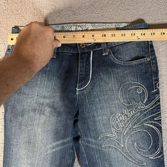 Akademiks Jeans Women’s Size 28x31 Embroidered Low Rise Boot Cut 90s Style Y2K - Picture 4 of 14